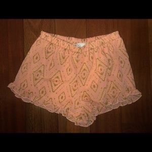 Peach ruffled shorts